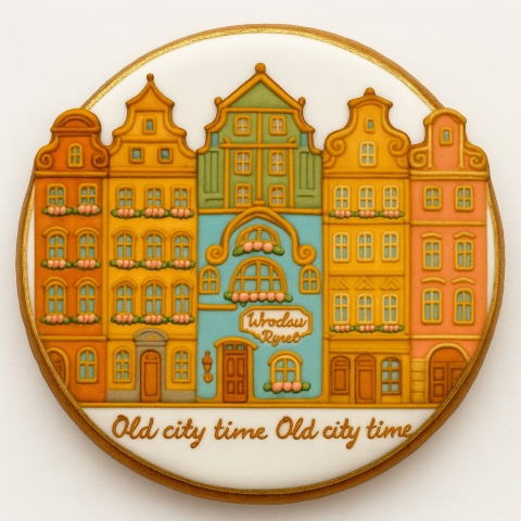 Ciastko lukrowane KAMIENICE WROCŁAW KOŁO No.47 roz.XL ręcznie robione Ciastko lukrowane KAMIENICE WROCŁAW KOŁO No.47 roz.XL ręcznie robione