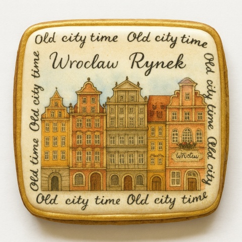 Ciastko lukrowane KAMIENICE WROCŁAW KWADRAT No.46 roz.L ręcznie robione Ciastko lukrowane KAMIENICE WROCŁAW KWADRAT No.46 roz.L ręcznie robione