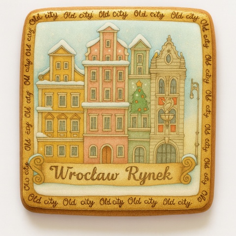 Ciastko lukrowane KAMIENICE WROCŁAW PAMIĄTKA KWADRAT No.33 roz.L ręcznie robione Ciastko lukrowane KAMIENICE WROCŁAW PAMIĄTKA KWADRAT No.33 roz.L ręcznie robione