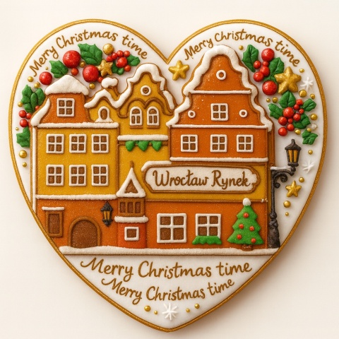 Ciastko lukrowane KAMIENICE WROCŁAW SERCE No.34 roz.XL ręcznie robione Ciastko lukrowane KAMIENICE WROCŁAW SERCE No.34 roz.XL ręcznie robione