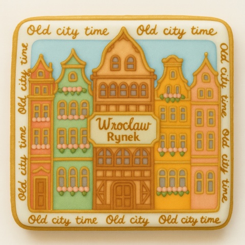 Ciastko lukrowane KAMIENICE WROCŁAW KWADRAT No.58 roz.XL ręcznie robione Ciastko lukrowane KAMIENICE WROCŁAW KWADRAT No.58 roz.XL ręcznie robione
