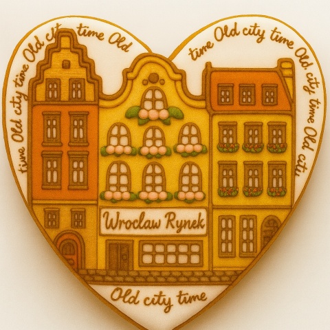 Ciastko lukrowane KAMIENICE WROCŁAW SERCE No.65 roz.XL ręcznie robione Ciastko lukrowane KAMIENICE WROCŁAW SERCE No.65 roz.XL ręcznie robione