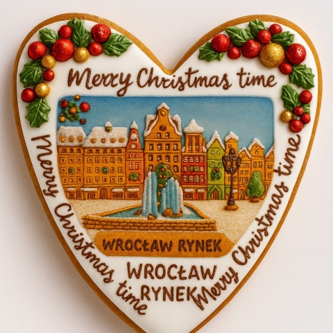 Ciastko lukrowane KAMIENICE WROCŁAW SERCE No.95 roz.S ręcznie robione