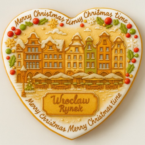 Ciastko lukrowane KAMIENICE WROCŁAW SERCE No.102 roz.L ręcznie robione