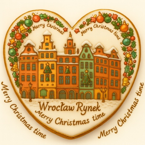 Ciastko lukrowane KAMIENICE WROCŁAW SERCE No.104 roz.L ręcznie robione