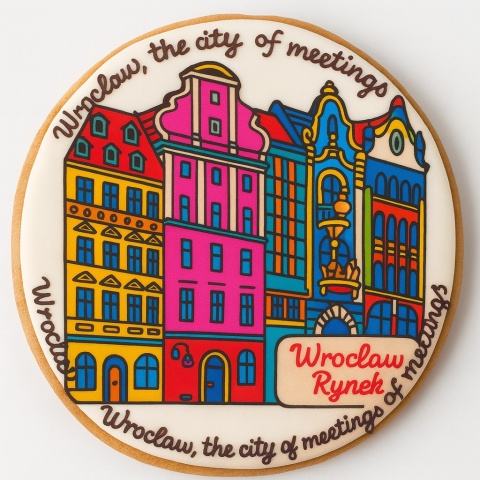 Ciastko lukrowane KAMIENICE WROCŁAW COLORS KOŁO No.109 roz.XL ręcznie robione
