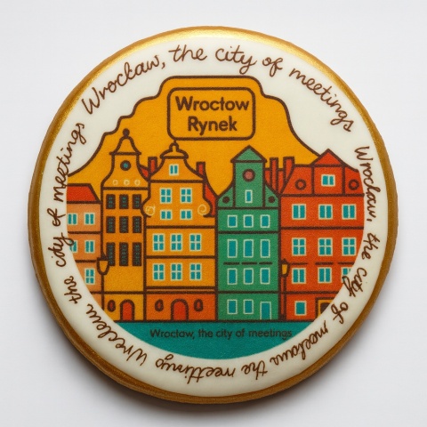 Ciastko lukrowane KAMIENICE WROCŁAW COLORS KOŁO No.113 roz.XL ręcznie robione