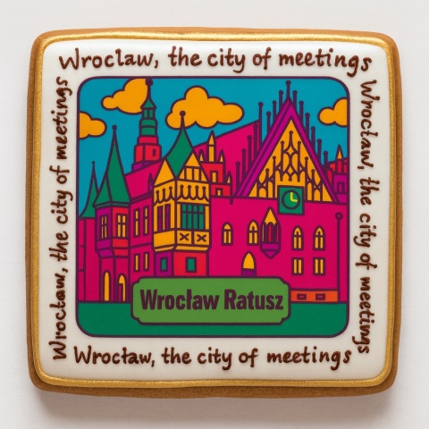 Ciastko lukrowane KAMIENICE WROCŁAW COLORS KWADRAT No.107 roz.XL ręcznie robione