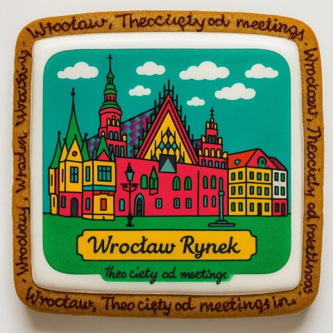 Ciastko lukrowane KAMIENICE WROCŁAW COLORS KWADRAT No.110 roz.XL ręcznie robione