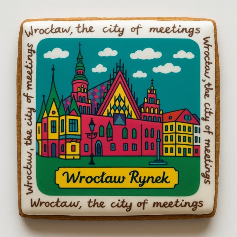 Ciastko lukrowane KAMIENICE WROCŁAW COLORS KWADRAT No.110A roz.XL ręcznie robione