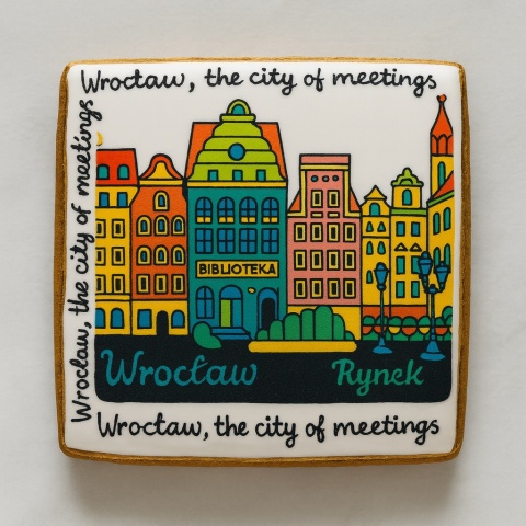 Ciastko lukrowane KAMIENICE WROCŁAW COLORS KWADRAT No.115 roz.S ręcznie robione