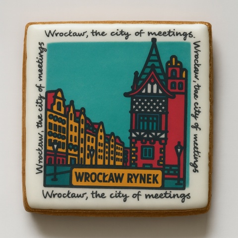 Ciastko lukrowane KAMIENICE WROCŁAW COLORS KWADRAT No.116 roz.XL ręcznie robione Ciastko lukrowane KAMIENICE WROCŁAW COLORS KWADRAT No.116 roz.XL ręcznie robione