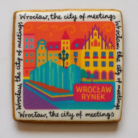 Ciastko lukrowane KAMIENICE WROCŁAW COLORS KWADRAT No.117 roz.XL ręcznie robione