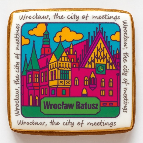 Ciastko lukrowane KAMIENICE WROCŁAW COLORS POZIOM No.107 roz.XL ręcznie robione Ciastko lukrowane KAMIENICE WROCŁAW COLORS POZIOM No.107 roz.XL ręcznie robione
