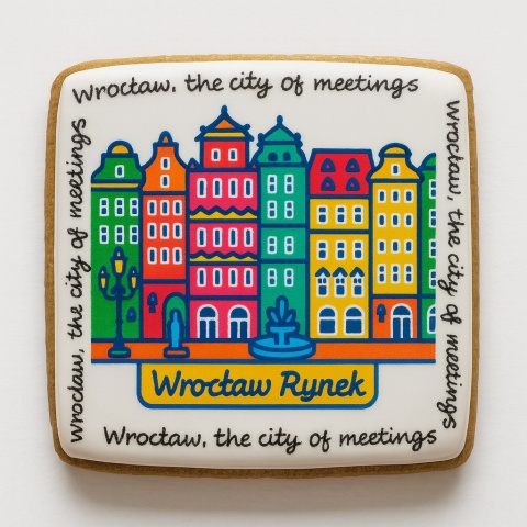 Ciastko lukrowane KAMIENICE WROCŁAW COLORS POZIOM No.112 roz.XL ręcznie robione Ciastko lukrowane KAMIENICE WROCŁAW COLORS POZIOM No.112 roz.XL ręcznie robione