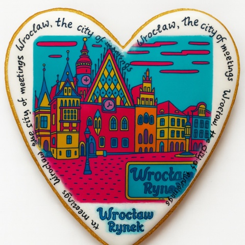 Ciastko lukrowane KAMIENICE WROCŁAW COLORS SERCE No.111 roz.XL ręcznie robione Ciastko lukrowane KAMIENICE WROCŁAW COLORS SERCE No.111 roz.XL ręcznie robione