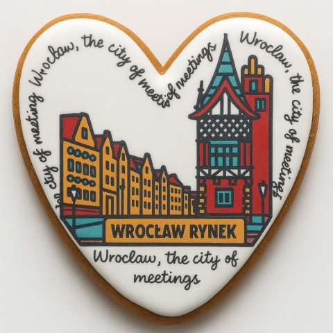 Ciastko lukrowane KAMIENICE WROCŁAW COLORS SERCE No.116 roz.XL ręcznie robione