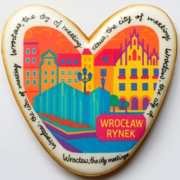 Ciastko lukrowane KAMIENICE WROCŁAW COLORS SERCE No.117 roz.XL ręcznie robione