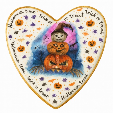 Ciastko lukrowane HALLOWEEN No.23 roz.XL SERCE ręcznie robione