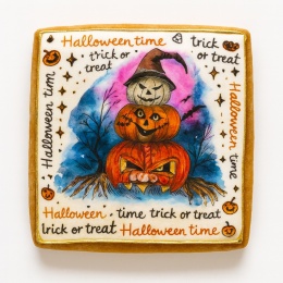 Ciastko lukrowane HALLOWEEN No.23 roz.S KWADRAT ręcznie robione