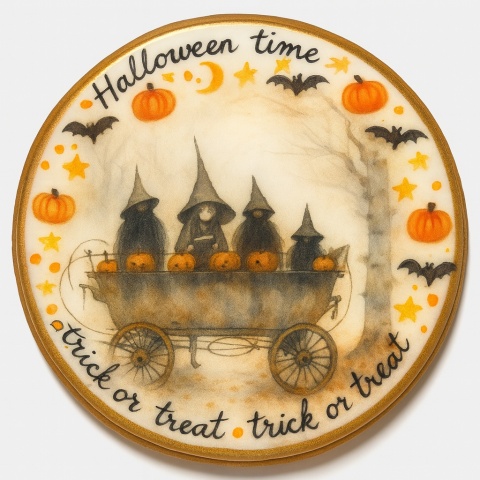 Ciastko lukrowane HALLOWEEN No.26 roz.S KOŁO ręcznie robione