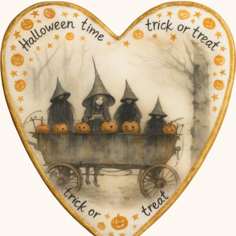 Ciastko lukrowane HALLOWEEN No.26 roz.M SERCE ręcznie robione