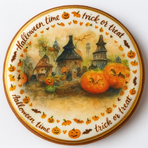 Ciastko lukrowane HALLOWEEN No.27 roz.L KOŁO ręcznie robione