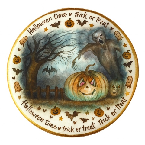 Ciastko lukrowane HALLOWEEN No.29 roz.S KOŁO ręcznie robione Ciastko lukrowane HALLOWEEN No.29 roz.S KOŁO ręcznie robione