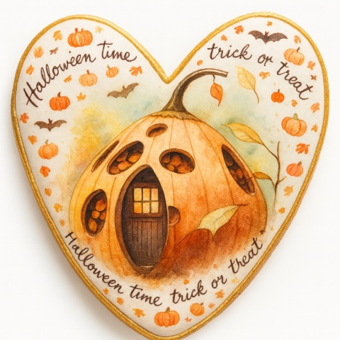 Ciastko lukrowane HALLOWEEN No.30 roz.S SERCE ręcznie robione Ciastko lukrowane HALLOWEEN No.30 roz.S SERCE ręcznie robione