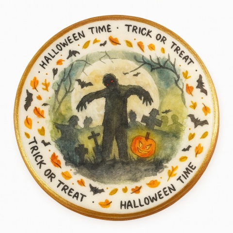 Ciastko lukrowane HALLOWEEN No.32 roz.L KOŁO ręcznie robione Ciastko lukrowane HALLOWEEN No.32 roz.L KOŁO ręcznie robione