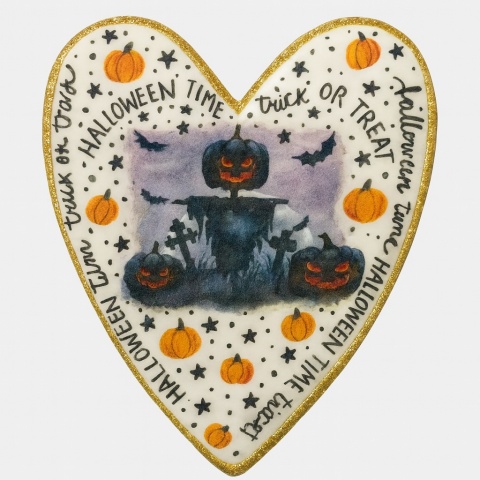 Ciastko lukrowane HALLOWEEN No.35 roz.S SERCE ręcznie robione Ciastko lukrowane HALLOWEEN No.35 roz.S SERCE ręcznie robione