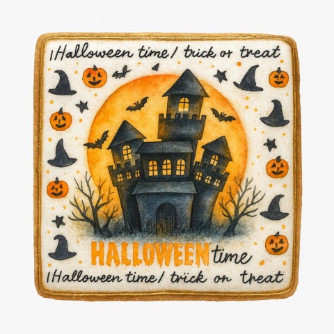 Ciastko lukrowane HALLOWEEN No.38 roz.M KWADRAT ręcznie robione Ciastko lukrowane HALLOWEEN No.38 roz.M KWADRAT ręcznie robione
