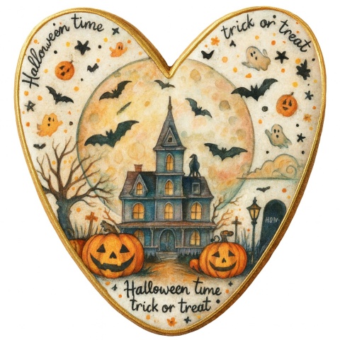 Ciastko lukrowane HALLOWEEN No.34 roz.M SERCE ręcznie robione