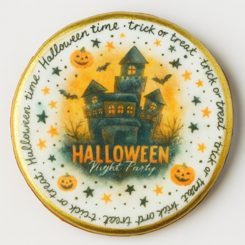 Ciastko lukrowane HALLOWEEN No.34a roz.L KOŁO ręcznie robione Ciastko lukrowane HALLOWEEN No.34a roz.L KOŁO ręcznie robione