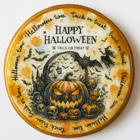 Ciastko lukrowane HALLOWEEN No.36A roz.S KOŁO ręcznie robione