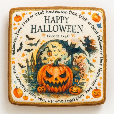 Ciastko lukrowane HALLOWEEN No.36 roz.M PION ręcznie robione Ciastko lukrowane HALLOWEEN No.36 roz.M PION ręcznie robione