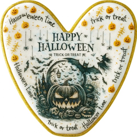 Ciastko lukrowane HALLOWEEN No.36 roz.M SERCE ręcznie robione Ciastko lukrowane HALLOWEEN No.36 roz.M SERCE ręcznie robione