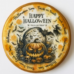 Ciastko lukrowane HALLOWEEN No.36A roz.XL KOŁO ręcznie robione