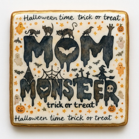 Ciastko lukrowane HALLOWEEN No.37 roz.L KWADRAT ręcznie robione