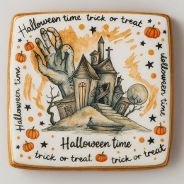 Ciastko lukrowane HALLOWEEN No.39 roz.XL KWADRAT ręcznie robione