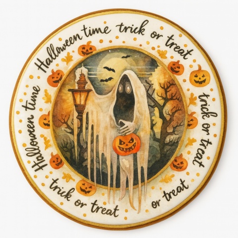 Ciastko lukrowane HALLOWEEN No.40 roz.M KOŁO ręcznie robione Ciastko lukrowane HALLOWEEN No.40 roz.M KOŁO ręcznie robione
