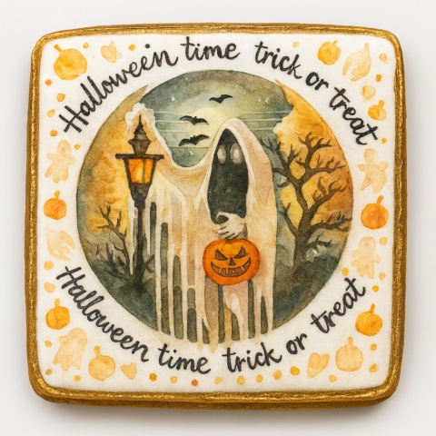Ciastko lukrowane HALLOWEEN No.40 roz.S KWADRAT ręcznie robione Ciastko lukrowane HALLOWEEN No.40 roz.S KWADRAT ręcznie robione