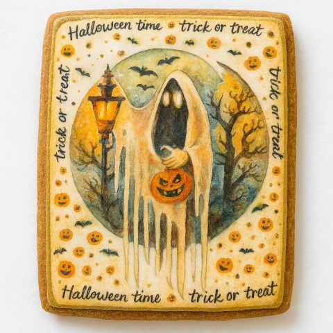 Ciastko lukrowane HALLOWEEN No.40 roz.XL PION ręcznie robione Ciastko lukrowane HALLOWEEN No.40 roz.XL PION ręcznie robione