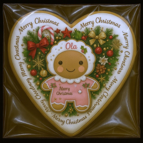 Ciastko lukrowane Mamik Family Ola serce roz.S ręcznie robione Ciastko lukrowane Mamik Family Ola serce roz.S ręcznie robione