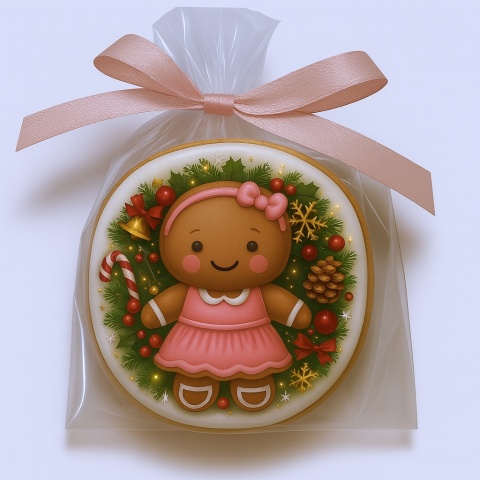 Ciastko lukrowane Mamik Family Siostra Pink roz.XL koło ręcznie robione Ciastko lukrowane Mamik Family Siostra Pink roz.XL koło ręcznie robione