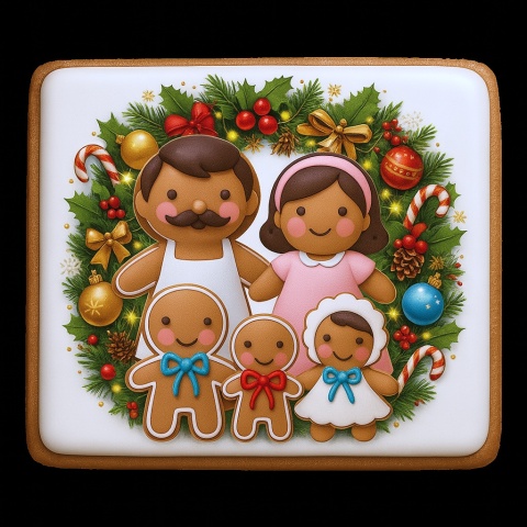 Ciastko lukrowane Mamik Family roz.XL prosto ręcznie robione Ciastko lukrowane Mamik Family roz.XL prosto ręcznie robione