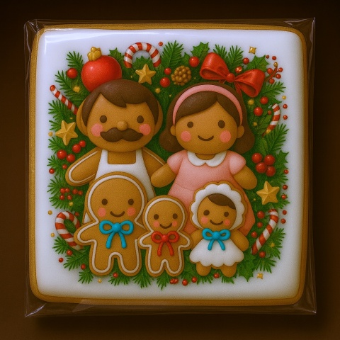 Ciastko lukrowane Mamik Family roz.S kwadr ręcznie robione Ciastko lukrowane Mamik Family roz.S kwadr ręcznie robione