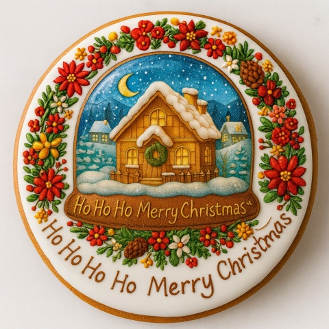 Ciastko lukrowane KULA DOMEK NOC BOŻE NARODZENIE KOŁO roz.S ręcznie robione