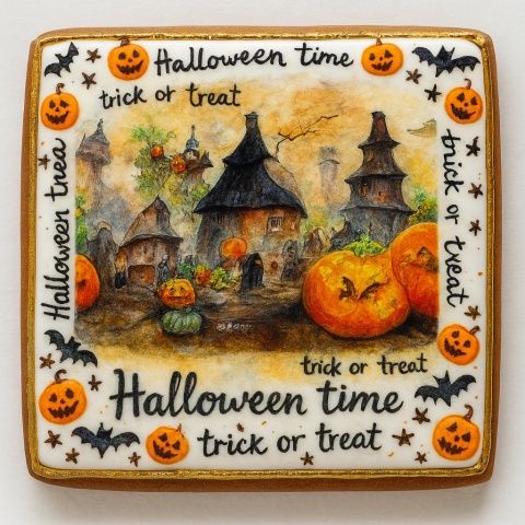 Ciastko lukrowane HALLOWEEN No.27 roz.M KWADRAT ręcznie robione Ciastko lukrowane HALLOWEEN No.27 roz.M KWADRAT ręcznie robione