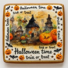 Ciastko lukrowane HALLOWEEN No.27 roz.L KWADRAT ręcznie robione